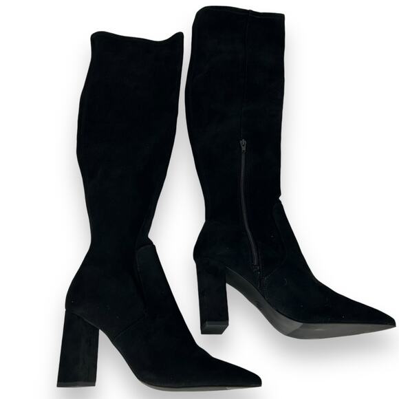 NEW Wild Pair Eileene Pointed Toe Block Heel Over The Knee Boots Size 10 Black - Picture 1 of 8